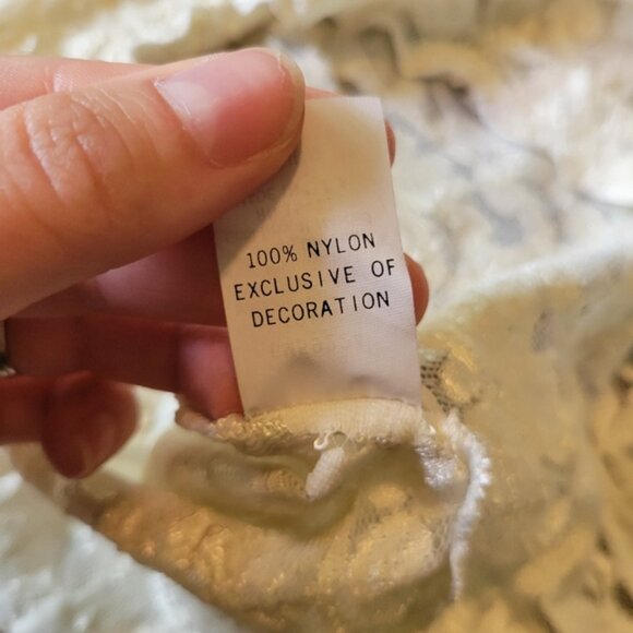 Vintage Private Luxuries White Cream Lace Pearl Beaded Slip Cami - Picture 7 of 7